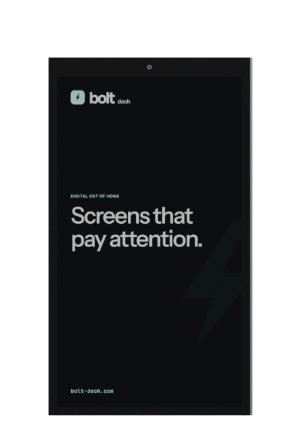 75-inch graphite wall display showing the BOLT slide