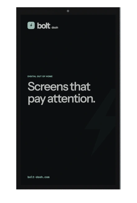 85-inch graphite wall display showing the BOLT slide